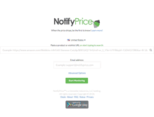 Tablet Screenshot of notifyprice.com